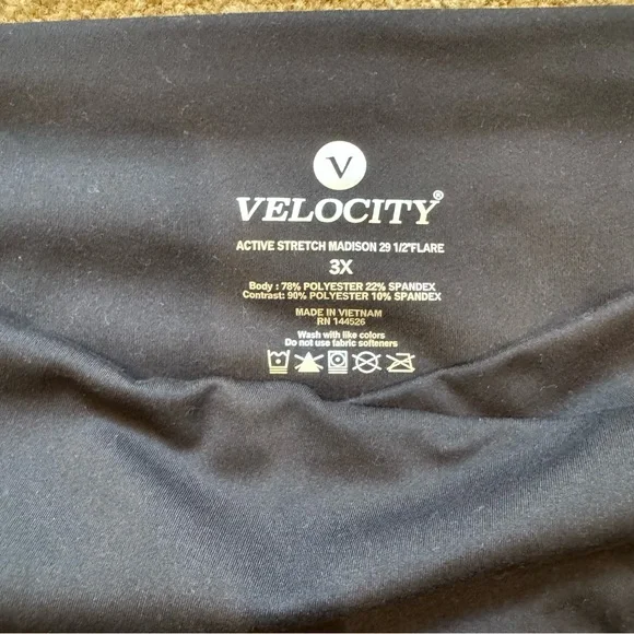 Black Flare Leggings Plus Size 3X by Velocity Athletic Stretch Workout Pants - Picture 5 of 5